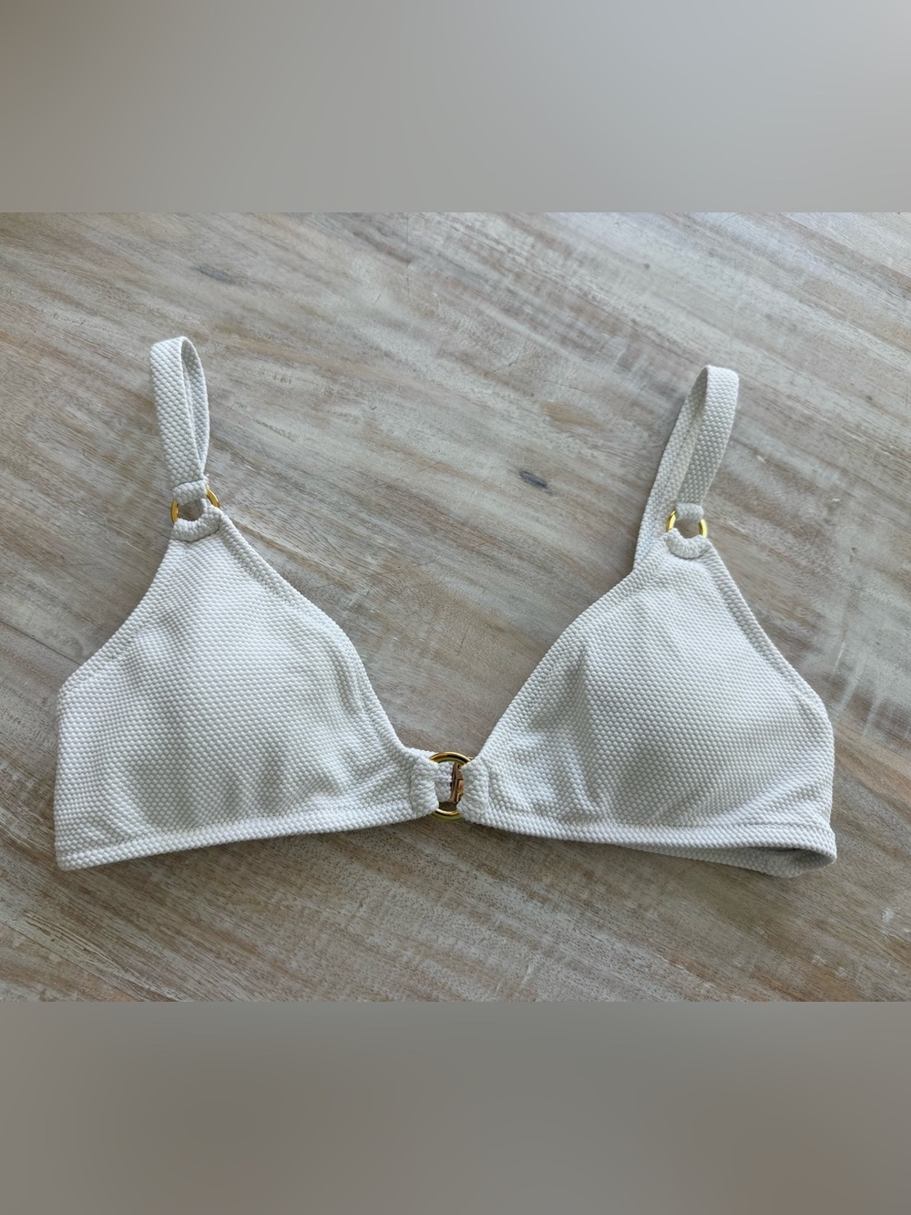 Melissa Odabash White Montenegro  Triangle  Bikini Top in with Gold Ring